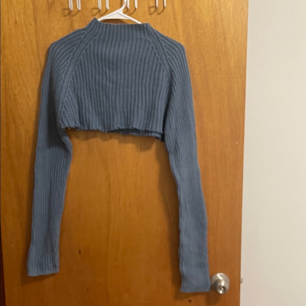 Buffalo David Bitton Blue Ribbed Crop Top